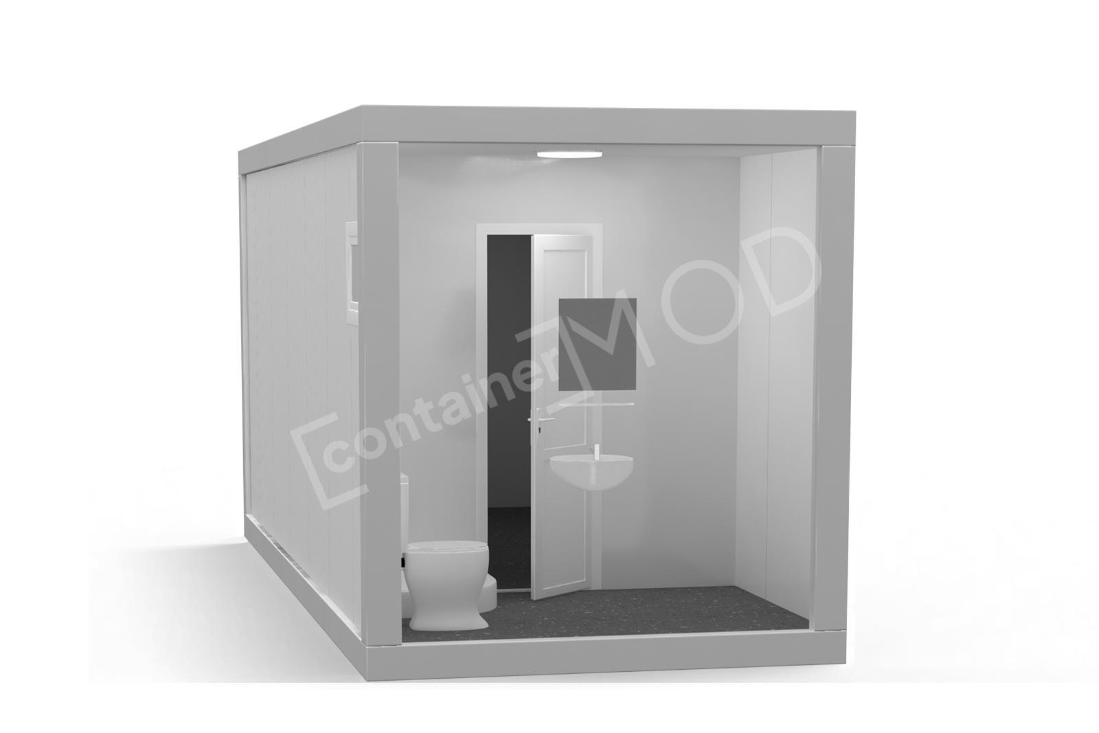 Container de Locuit 6m cu WC si Cabina Dus White 1 Window ContainerMod