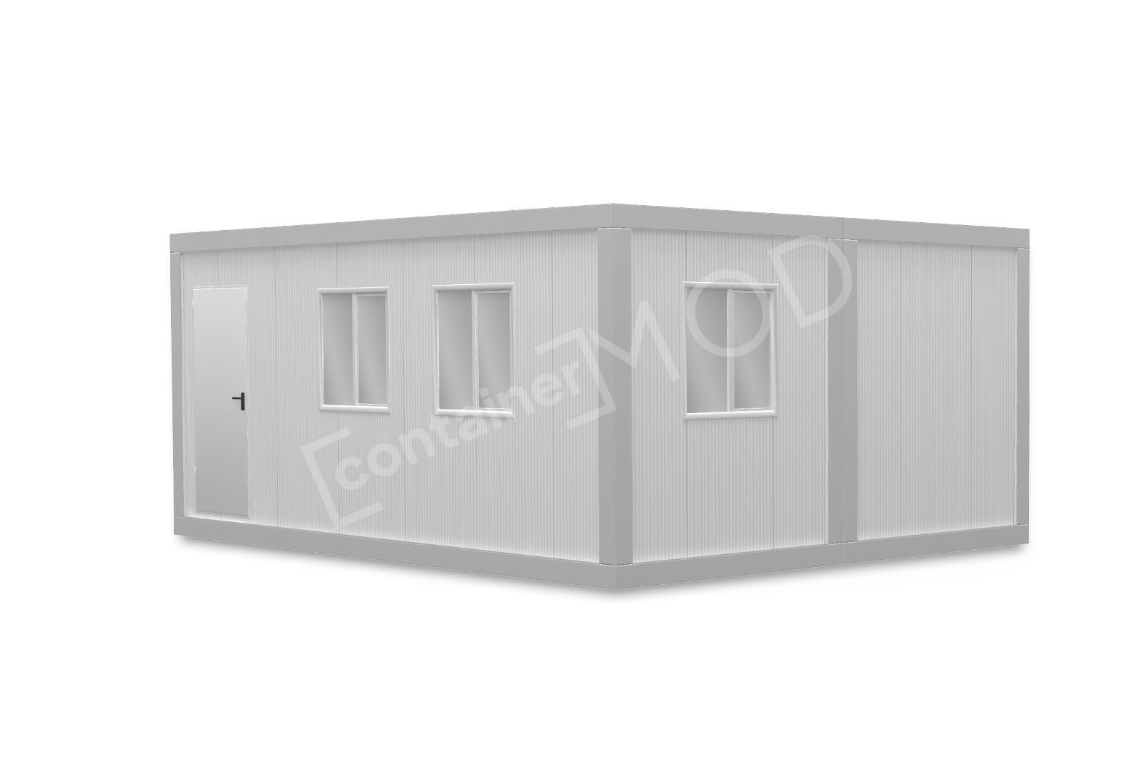 Container Modular 6x4.8m 1 Usa 3 Ferestre White ContainerMod