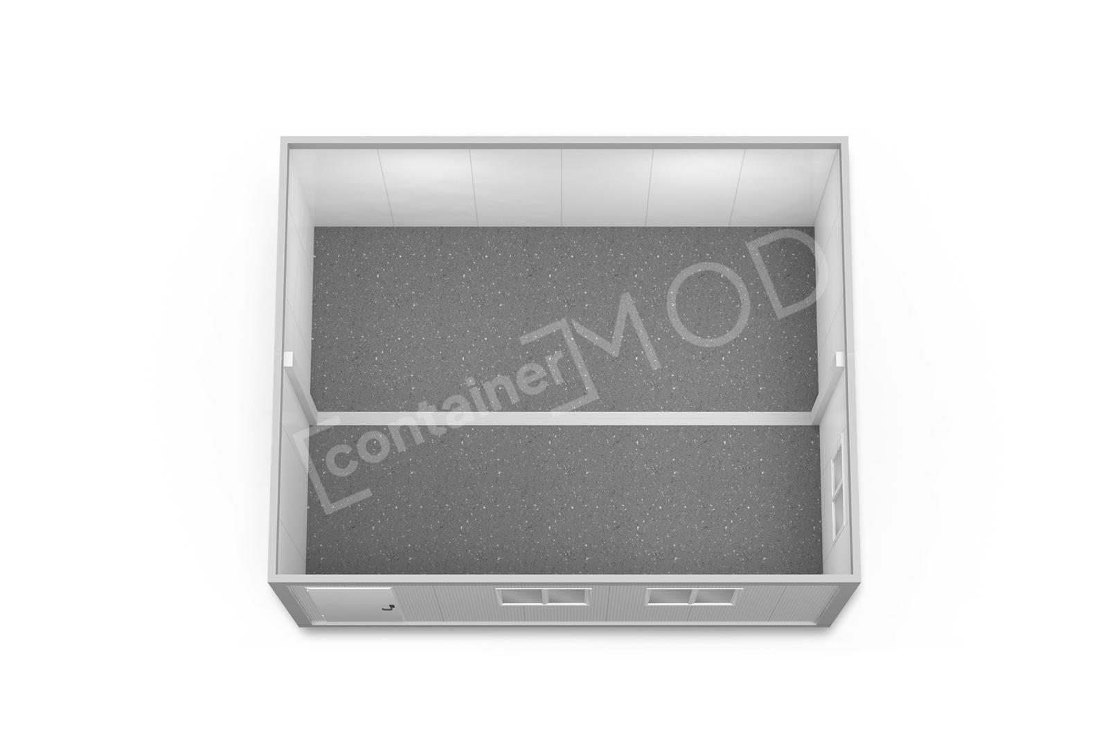 Container Modular 6x4.8m 1 Usa 3 Ferestre White ContainerMod