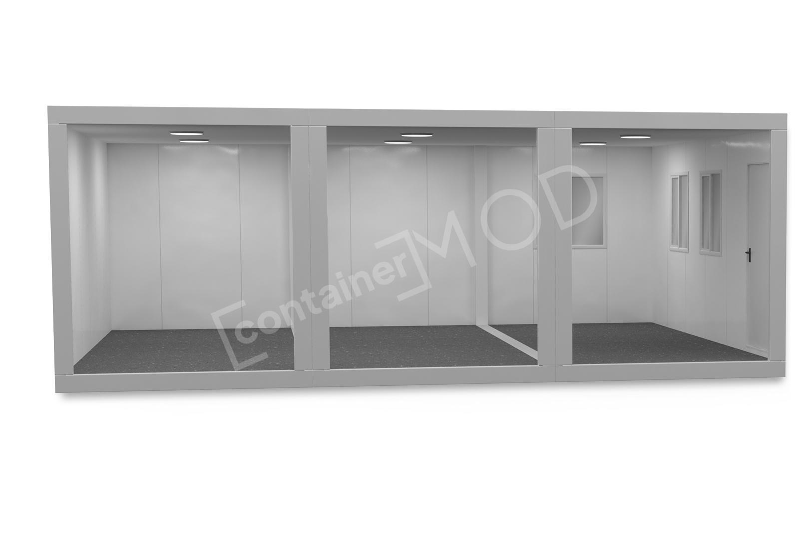 Container Modular 6x7.2m cu 1 Usa 3 Ferestre White ContainerMod