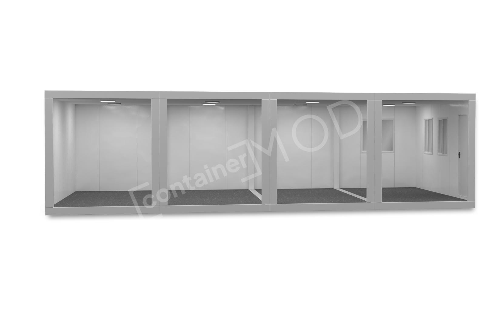 Container Modular 6x9.6m HI-FIX 1 Usa 3 Ferestre Alb ContainerMod