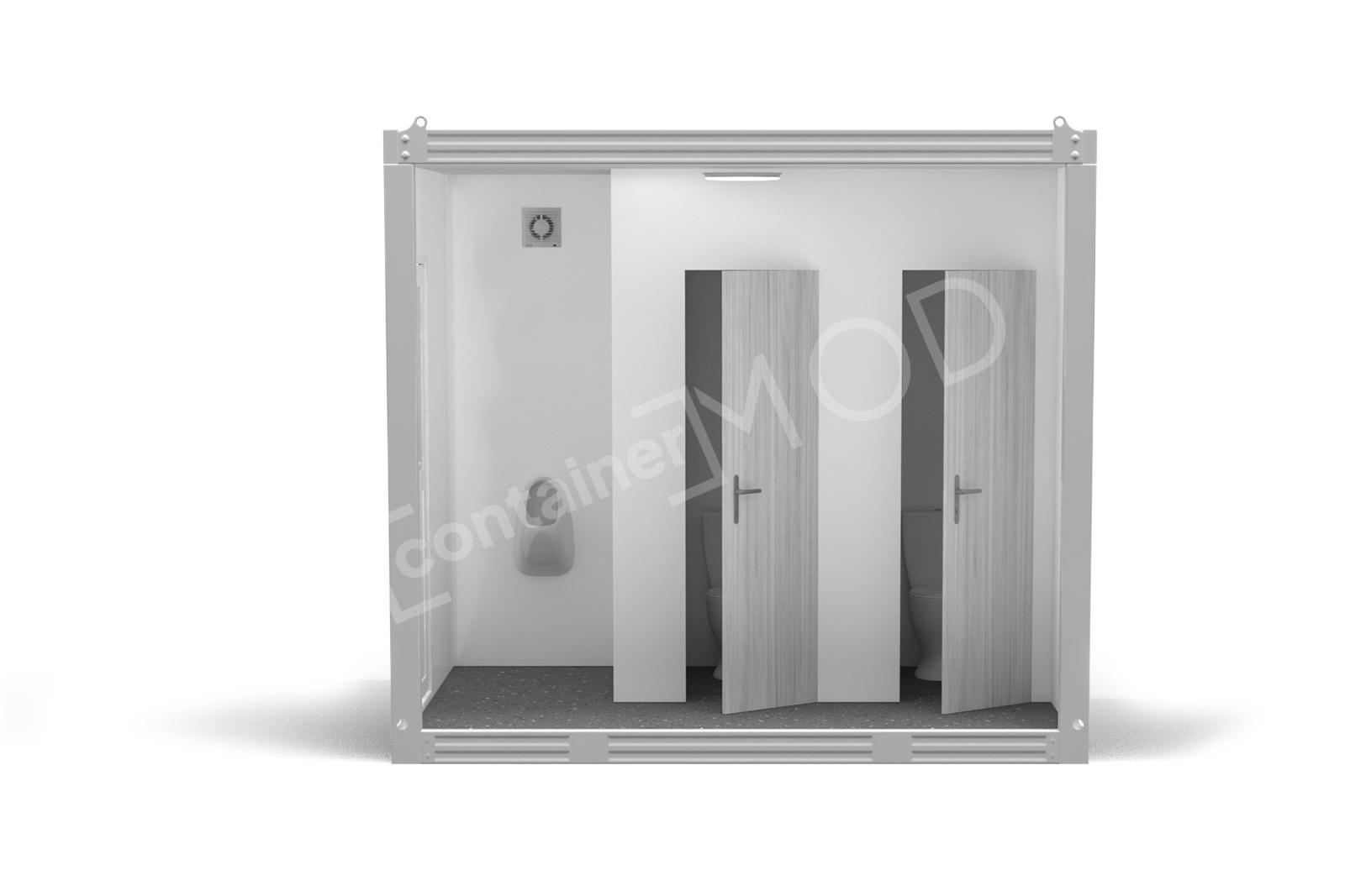 Container Sanitar 3m cu 2 WC, 1 Pisoar Alb ContainerMod