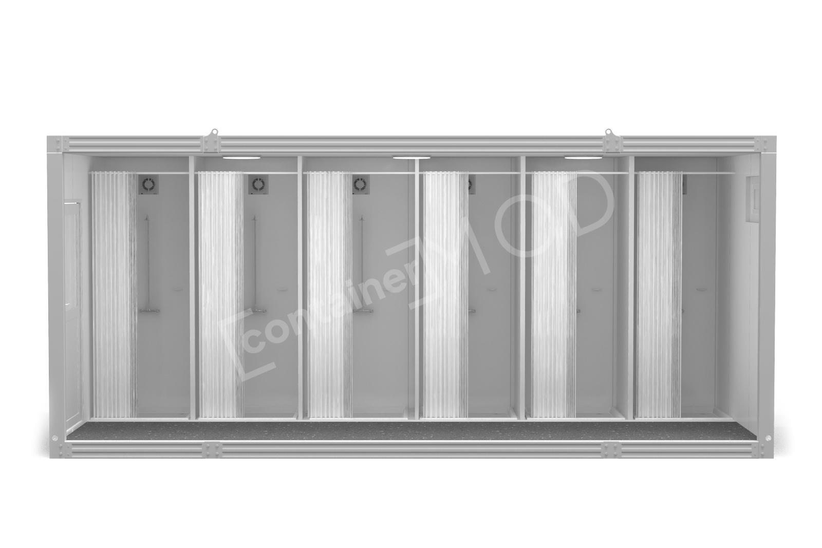 Container Sanitar 6m cu 6 Dusuri Alb ContainerMod