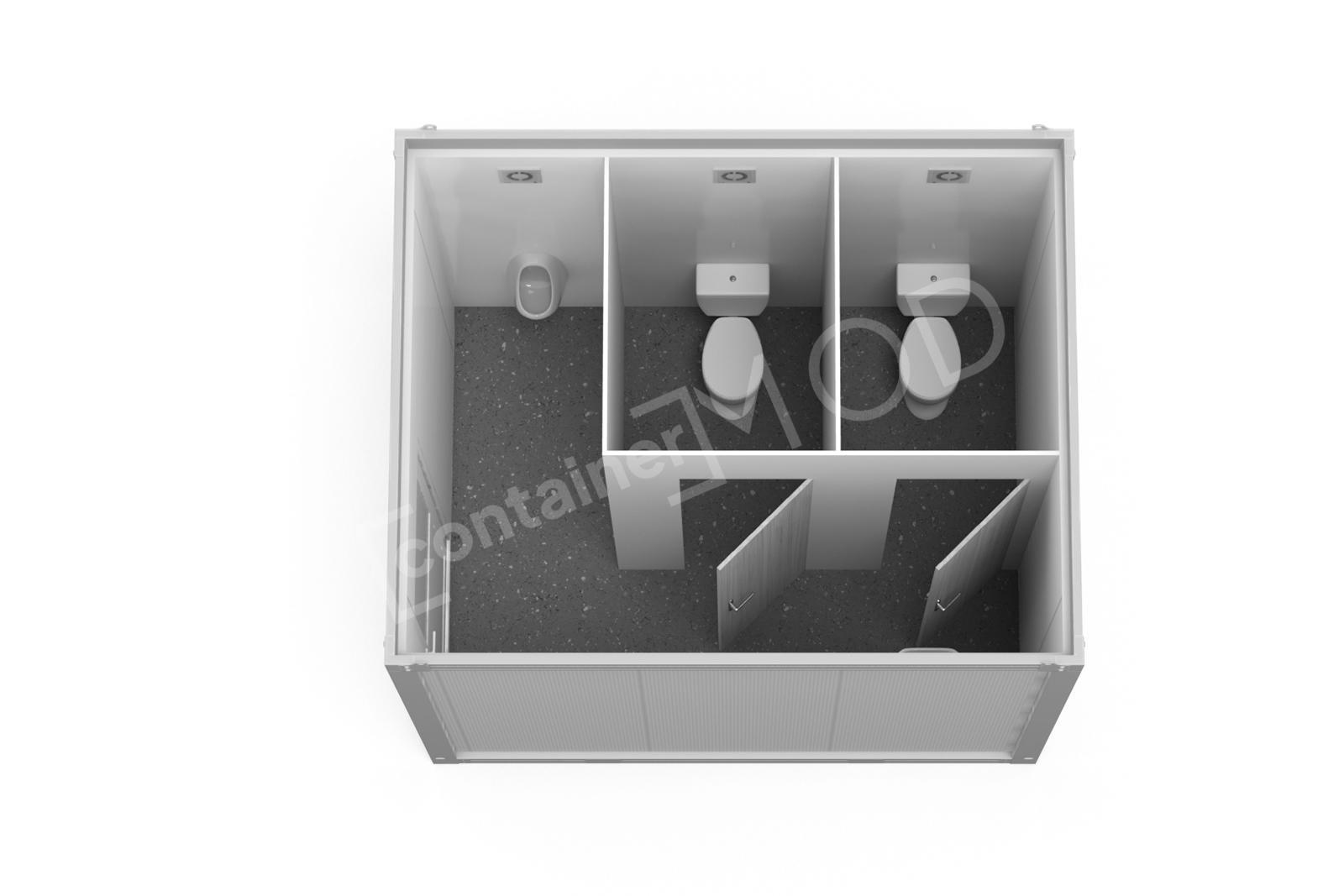 3m Sanitary Container with 2 WC, 1 Urinal